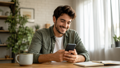 Jovem aprendendo como começar a investir pelo celular