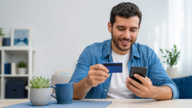 Pessoa conferindo o limite do cartão de crédito no celular